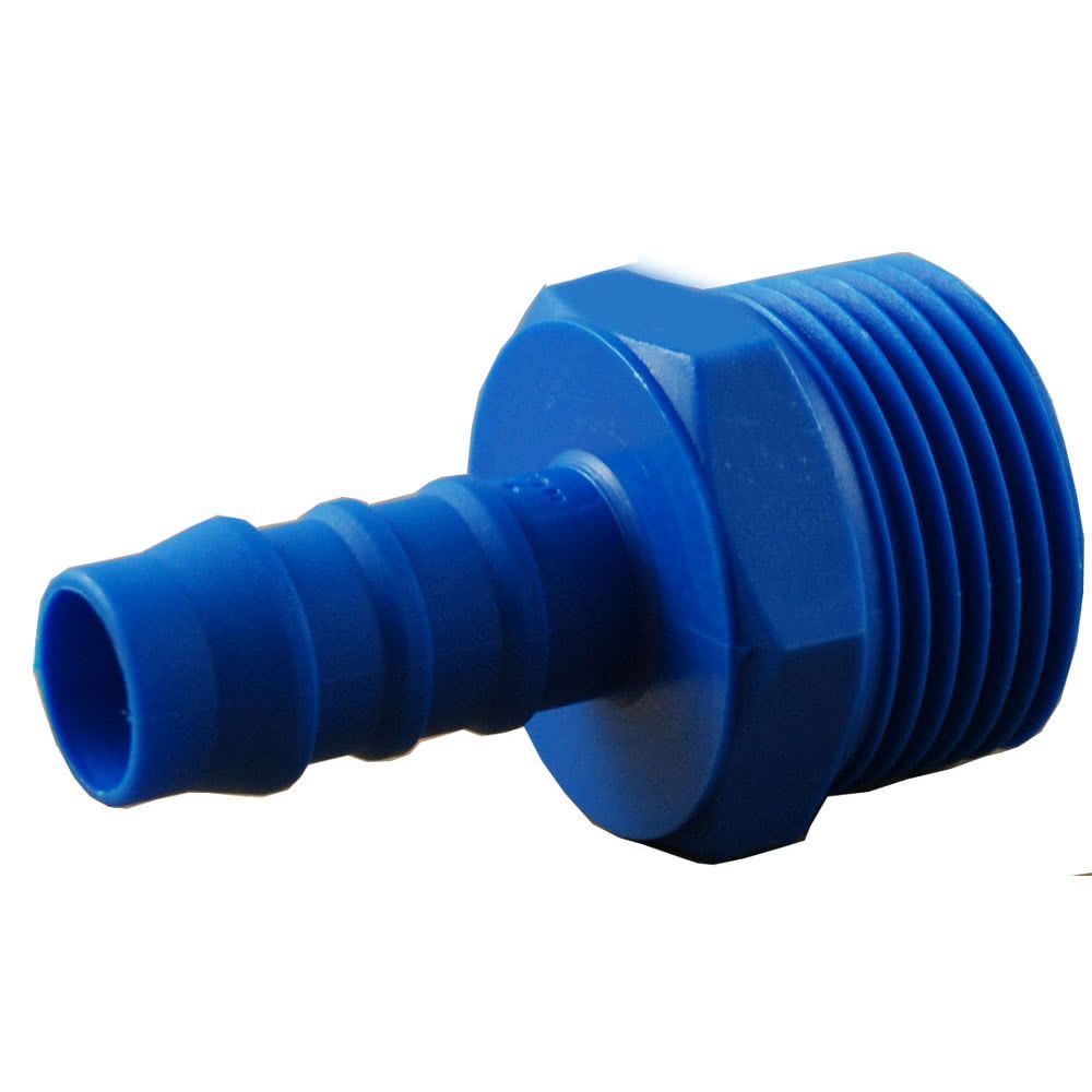 Einschraub-Schlauchtülle, Nylon, blau, konisch, R 1/4 AG, Schlauchanschluss &Oslash; 4mm - geeignet für Lebensmittel