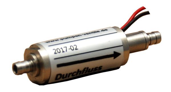 Axial Inline-Mikroventil, Edelstahl, VMQ und FKM, Schlauchtülle