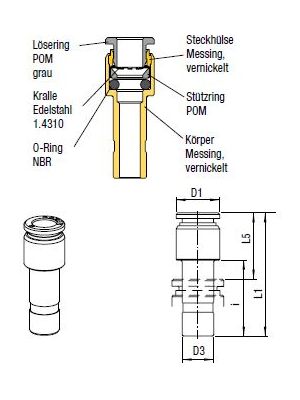 AVS-947M-D Schlauchtülle Push-In