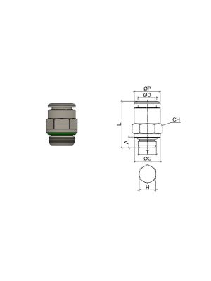 TI-HFRC Männlicher Verbinder mit BSPP und metrischem Gewinde