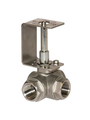 Comparato - Kugelhahn mit Abstandshalter für Diamant PRO Stellantrieb, Edelstahl (Aisi 316), T Bohrung, Voller Durchgang, DN15, PN25, 1/2